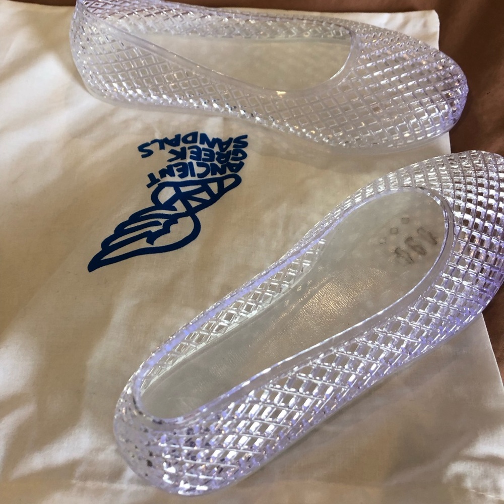 Ancient Greek sandals. Size 36. Clear jelly